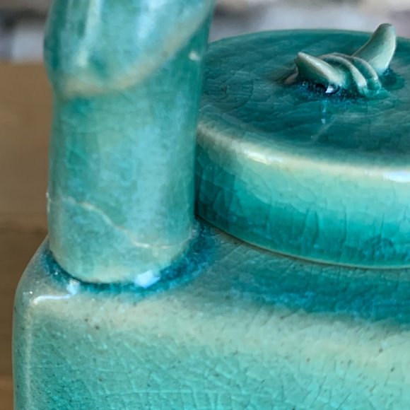 VTG Asian Teapot Ceramic Bamboo Tea Pot - Picture 12 of 13